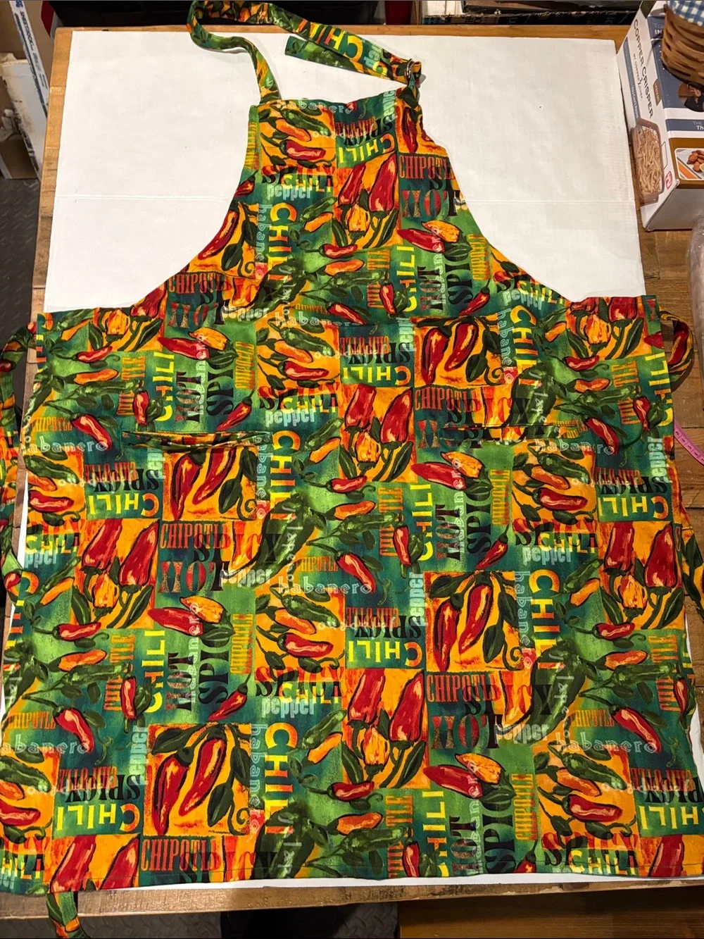 Colorful Chili Pepper Apron - Green & Red